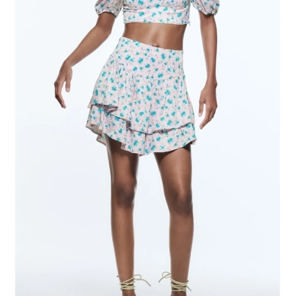 ZARA floral satin effect mini skort